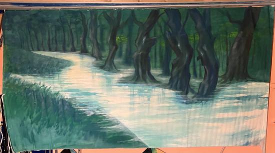 Bras de rivière, forêt verte