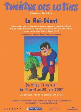 Affiche du spectacle de 2007, le roi et un arbre sur fond orange